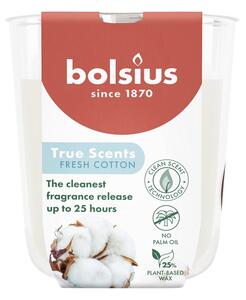 Gyertya Bolsius True Scents, friss pamut, 80x73 mm, üvegben