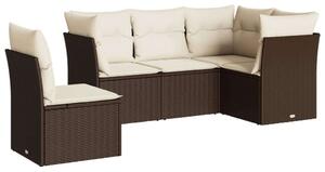 Polyrattan Kerti Ülőgarnitúra - 5 részes - Barna