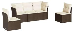 Polyrattan Kerti Ülőgarnitúra - 5 részes - Barna