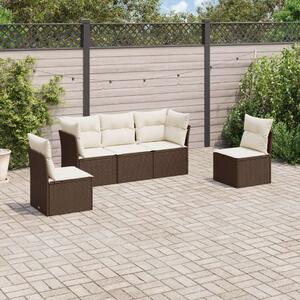 Polyrattan Kerti Ülőgarnitúra - 5 részes - Barna
