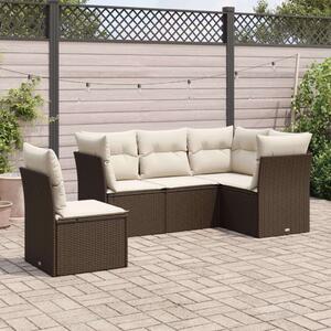 Polyrattan Kerti Ülőgarnitúra - 5 részes - Barna