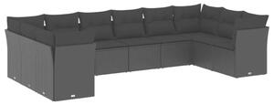 VidaXL Polyrattan Kerti Ülőgarnitúra - 10 részes - Fekete