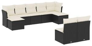 VidaXL Polyrattan Kerti Ülőgarnitúra - 9 részes - Fekete