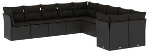 VidaXL Polyrattan Kerti Ülőgarnitúra - 10 részes - Fekete