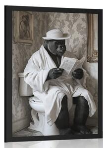 Poszter gorilla újsággal a WC-n