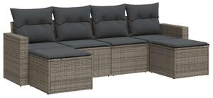 VidaXL Polyrattan Kerti Ülőgarnitúra - 6 részes - Szürke