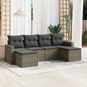 VidaXL Polyrattan Kerti Ülőgarnitúra - 6 részes - Szürke