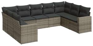 VidaXL Polyrattan Kerti Ülőgarnitúra - 9 részes - Szürke