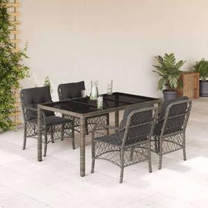 VidaXL Polyrattan Kerti Étkezőgarnitúra - 5 részes - Szürke