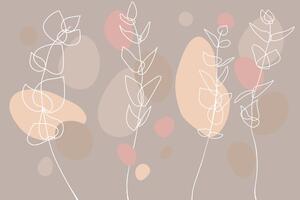 Öntapadó tapéta minimalista növények gyönyörű tónusokkal