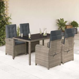 VidaXL Polyrattan Kerti Étkezőgarnitúra - 5 részes - Szürke