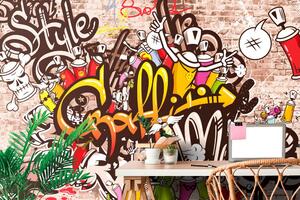 Öntapadó tapéta vidám graffiti fal