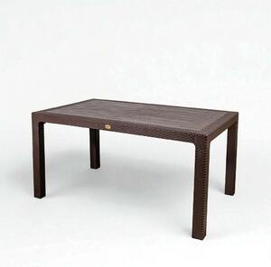 Rattan kerti asztal barna 150x90 cm