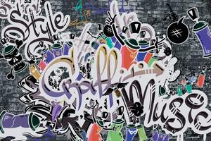 Tapéta trendi lila graffiti fal