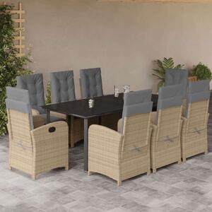 Polyrattan Kerti Étkezőgarnitúra - 9 részes - Bézs