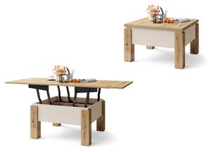 Mazzoni OSLO Artisan Tölgy/Bézs (Pezsgő) - NYITHATÓ/MAGASÍTHATÓ DOHÁNYZÓASZTAL ÉTKEZŐASZTAL ÉS DOHÁNYZÓASZTAL EGYBEN