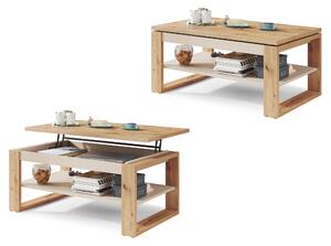 Mazzoni NUO Artisan Tölgy/Bézs (Pezsgő) - MODERN DOHÁNYZÓASZTAL MEGEMELHETŐ ASZTALLAPPAL