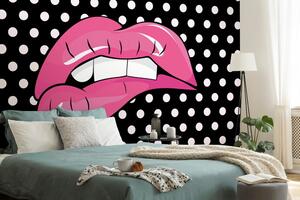 Tapéta pop art rózsaszín ajkak