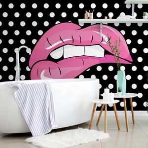 Tapéta pop art rózsaszín ajkak