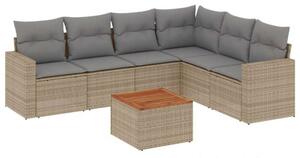 VidaXL Polyrattan Kerti Ülőgarnitúra - 7 részes - Bézs