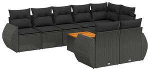 VidaXL Polyrattan Kerti Ülőgarnitúra - 9 részes - Fekete