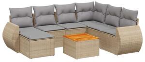 VidaXL Polyrattan Kerti Ülőgarnitúra - 8 részes, Bézs