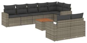 VidaXL Polyrattan Kerti Ülőgarnitúra - 9 részes - Szürke