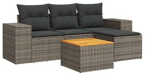 Polyrattan Kerti Ülőgarnitúra - 5 részes - Szürke