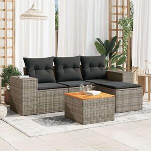 Polyrattan Kerti Ülőgarnitúra - 5 részes - Szürke