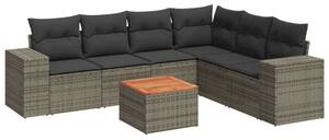 Polyrattan Kerti Ülőgarnitúra - 7 részes - Szürke