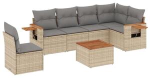 VidaXL Polyrattan Kerti Ülőgarnitúra - 7 részes, Bézs