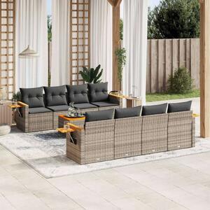 VidaXL Polyrattan Kerti Ülőgarnitúra - 9 Elemes - Szürke