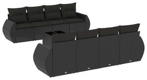 VidaXL Polyrattan Kerti Ülőgarnitúra - 9 részes - Fekete