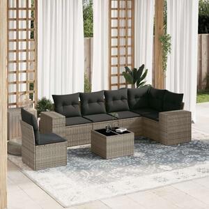 VidaXL Polyrattan Kerti Ülőgarnitúra - 7 részes - Szürke
