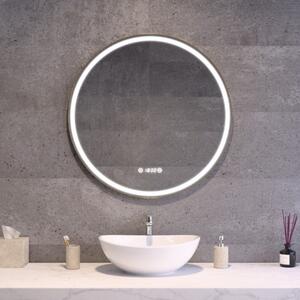 Kerek Led tükör arany színű kerettel Ø70cm | Páramentesítő - Óra - Fényerő + színhőfok állítás | Welland G1107