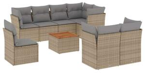 VidaXL Polyrattan Kerti Ülőgarnitúra - 9 részes - Bézs
