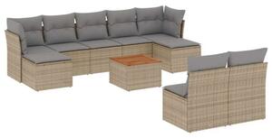 VidaXL Polyrattan Kerti Ülőgarnitúra - 10 részes - Bézs