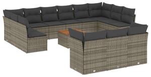 VidaXL Polyrattan Kerti Ülőgarnitúra - 14 részes - Szürke