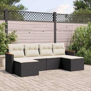 Polyrattan Kerti Ülőgarnitúra - 6 részes - Fekete