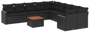 VidaXL Polyrattan Kerti Ülőgarnitúra - 11 részes - Fekete