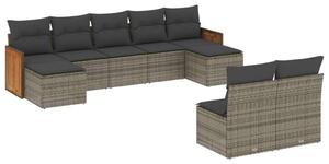 VidaXL Polyrattan Kerti Ülőgarnitúra - 9 részes - Szürke
