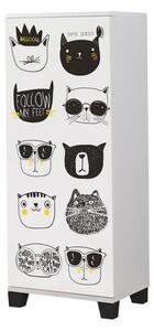 Filinta Cats fehér-fekete cipősszekrény 50 x 38 x 127 cm