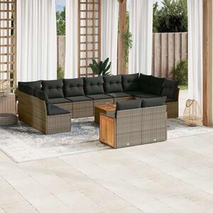 Polyrattan Kerti Ülőgarnitúra - 12 részes - Szürke