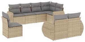 Polyrattan Kerti Ülőgarnitúra - 8 részes - Bézs