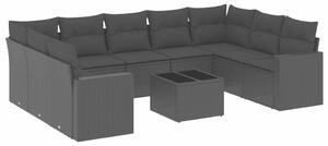VidaXL Polyrattan Kerti Ülőgarnitúra - 10 részes - Fekete
