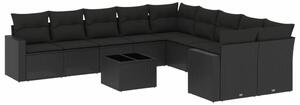 VidaXL Polyrattan Kerti Ülőgarnitúra - 11 részes - Fekete