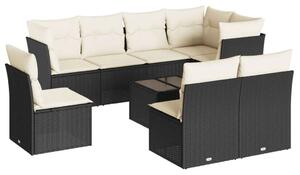 VidaXL Polyrattan Kerti Ülőgarnitúra - 9 részes - Fekete