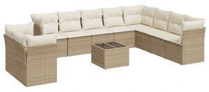 VidaXL Polyrattan Kerti Ülőgarnitúra - Bézs - 11 részes