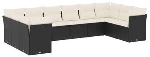 VidaXL Polyrattan Kerti Ülőgarnitúra - 10 részes - Fekete