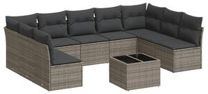 VidaXL Polyrattan Kerti Ülőgarnitúra - 10 részes - Szürke